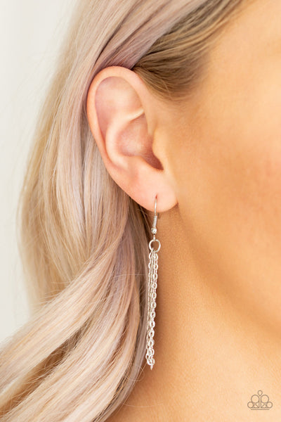 ULTRA SHARP - PAPARAZZI - SILVER TRIANGULAR SMOKY GEM PENDANT NECKLACE