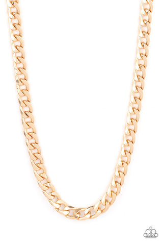 KNOCKOUT CHAMP - GOLD CHAIN URBAN NECKLACE - PAPARAZZI