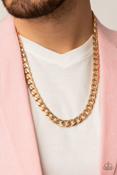 KNOCKOUT CHAMP - GOLD CHAIN URBAN NECKLACE - PAPARAZZI