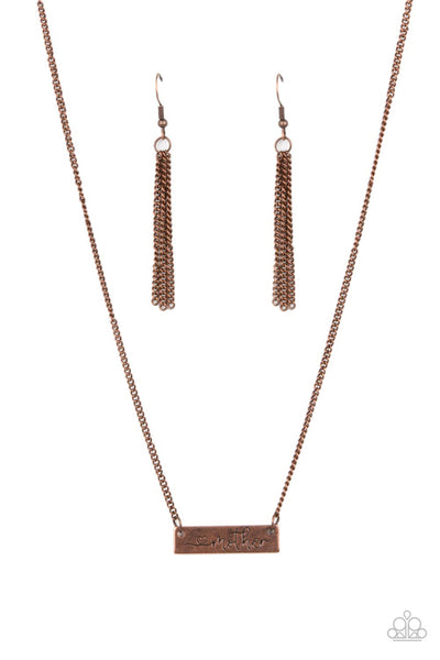 JOY OF MOTHERHOOD - COPPER "MOTHER" HEART DAINTY NECKLACE - PAPARAZZI