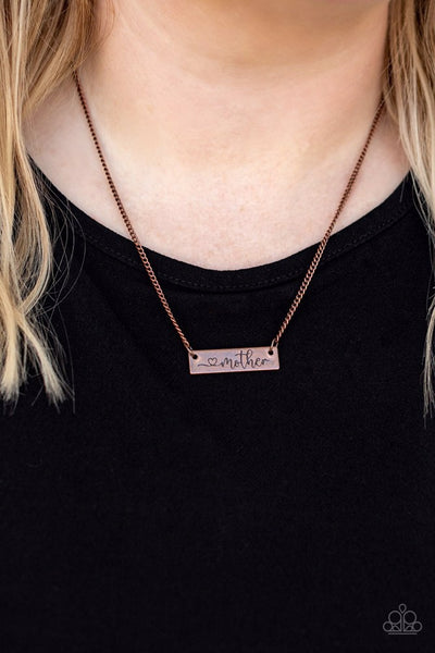 JOY OF MOTHERHOOD - COPPER "MOTHER" HEART DAINTY NECKLACE - PAPARAZZI