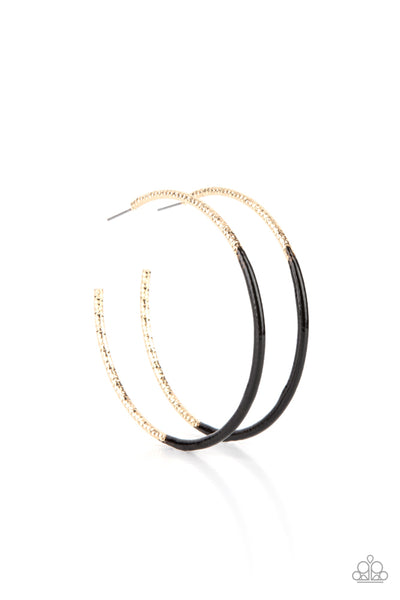 DIP, DIP, HOORAY! - BLACK PAINTED SILVER HOOP EARRINGS - PAPARAZZI