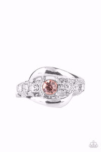 GRACEFUL GALLANTRY - PINK RHINESTONE SILVER RING - PAPARAZZI