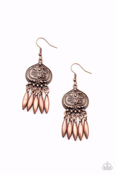FUTURE, PASTURE AND PRESENT - COPPER EARRING -PAPARAZZI