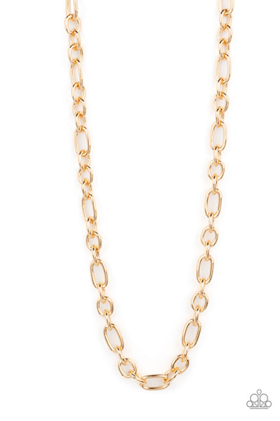 RINGSIDE THRONE - GOLD CHAIN URBAN NECKLACE - PAPARAZZI