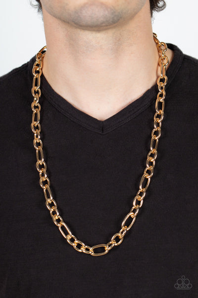 RINGSIDE THRONE - GOLD CHAIN URBAN NECKLACE - PAPARAZZI