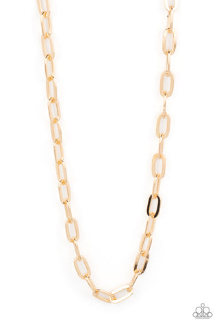 URBAN QUARTERBACK - GOLD PAPERCLIP CHAIN URBAN NECKLACE - PAPARAZZI