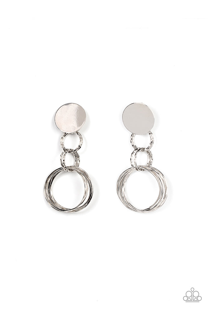 INDUSTRIALIZED FASHION - SILVER CIRCLE  POST EARRINGS - PAPARAZZI
