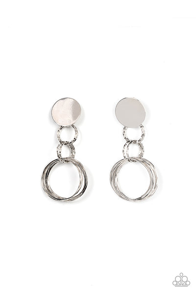 INDUSTRIALIZED FASHION - SILVER CIRCLE  POST EARRINGS - PAPARAZZI