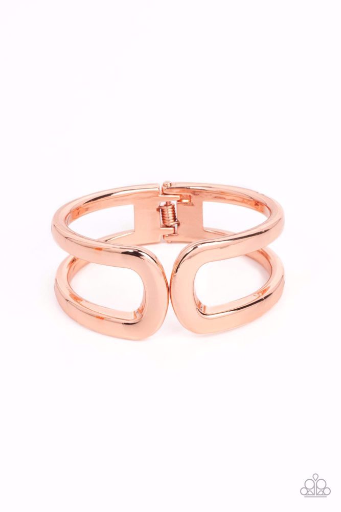 INDUSTRIAL EMPRESS - COPPER SHINY HINGED BRACELET - PAPARAZZI
