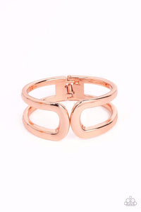 INDUSTRIAL EMPRESS - COPPER SHINY HINGED BRACELET - PAPARAZZI