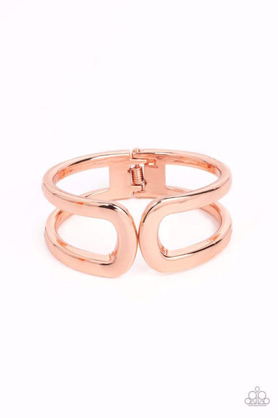 INDUSTRIAL EMPRESS - COPPER SHINY HINGED BRACELET - PAPARAZZI