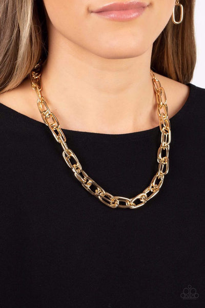 TOUGH CALL - GOLD HEAVY CHAIN NECKLACE - PAPARAZZI