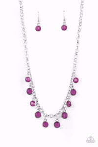 MOONBEAM MAGIC - PURPLE BEAD SILVER SHORT NECKLACE - PAPARAZZI