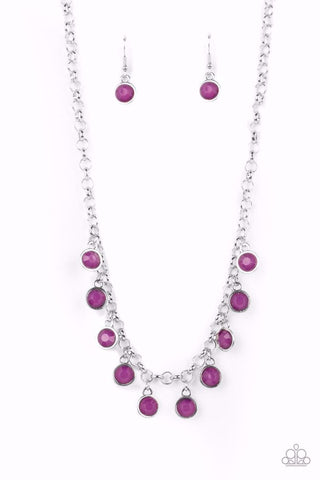 MOONBEAM MAGIC - PURPLE BEAD SILVER SHORT NECKLACE - PAPARAZZI