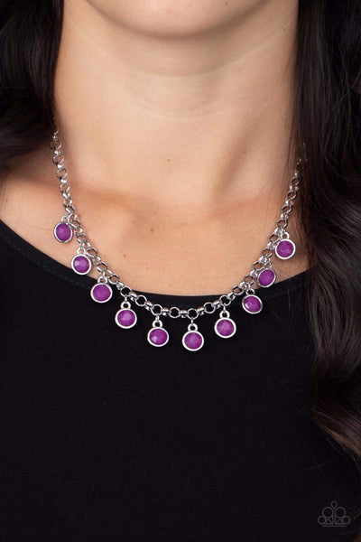 MOONBEAM MAGIC - PURPLE BEAD SILVER SHORT NECKLACE - PAPARAZZI