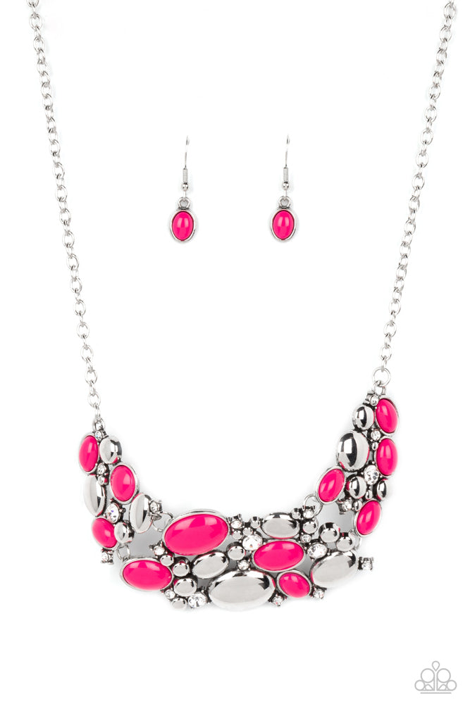 CONTEMPORARY CALAMITY - PINK AND SILVER BEAD NECKLACE - PAPARAZZI