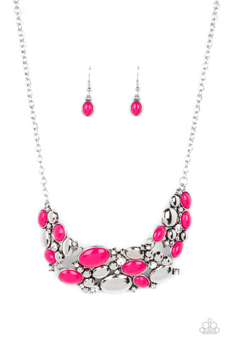 CONTEMPORARY CALAMITY - PINK AND SILVER BEAD NECKLACE - PAPARAZZI