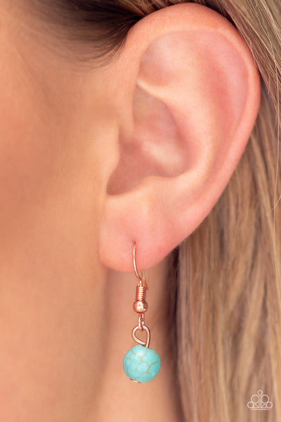 SAHARA SEA - COPPER WHITE SHELL TURQUOISE STONE NECKALCE - PAPARAZZI 2022 CONVENTION EXCLUSIVES