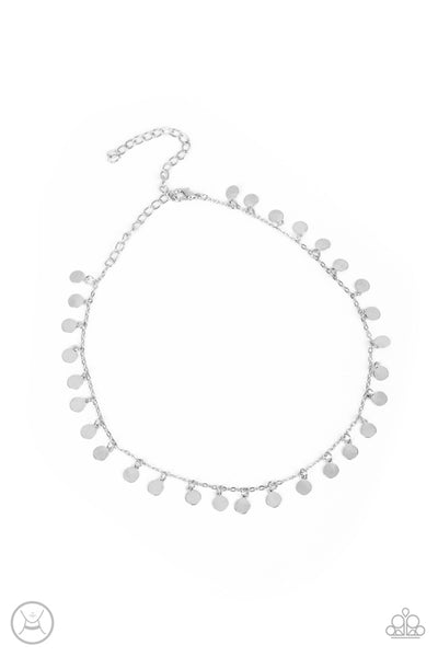 CHAMPAGNE CATWALK - SILVER DISC CHOKER NECKLACE - PAPARAZZI