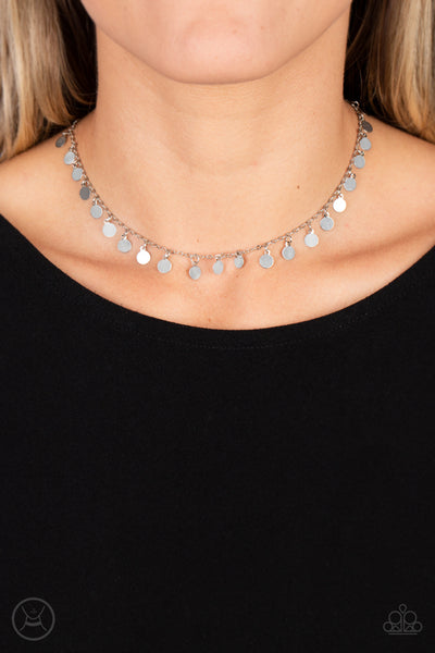 CHAMPAGNE CATWALK - SILVER DISC CHOKER NECKLACE - PAPARAZZI
