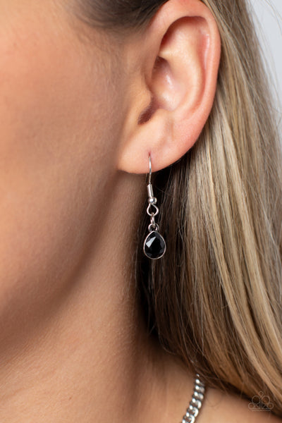 FORMALLY FORGED - BLACK TEARDROP BEAD SILVER NECKLACE - PAPARAZZI