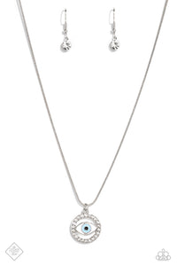 VIBE OVER MATTER - BLUE EYE SILVER NECKLACE - PAPARAZZI - FASHION FIX MARCH 2023