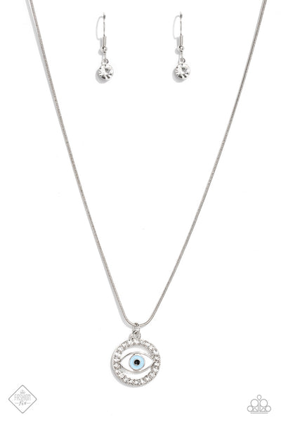 VIBE OVER MATTER - BLUE EYE SILVER NECKLACE - PAPARAZZI - FASHION FIX MARCH 2023