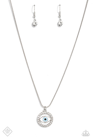VIBE OVER MATTER - BLUE EYE SILVER NECKLACE - PAPARAZZI - FASHION FIX MARCH 2023