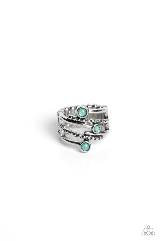SIDELINE SHIMMER - GREEN BEAD SILVER BRACELET - PAPARAZZI