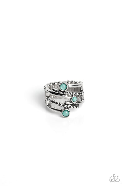SIDELINE SHIMMER - GREEN BEAD SILVER BRACELET - PAPARAZZI