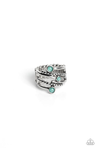 SIDELINE SHIMMER - GREEN BEAD SILVER BRACELET - PAPARAZZI