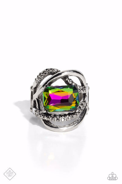 INCANDESCENT INTRODUCTION - MULTI OIL SPILL GEM SILVER RING - PAPARAZZI JUNE 2023