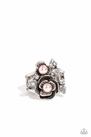 FINE-BLOOMING - PINK PEARL SILVER FLOWER RING - PAPARAZZI