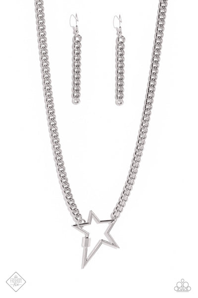 PLAYFUL POPSTAR - SILVER STAR CHAIN SHORT NECKLACE - PAPARAZZI JUNE 2023