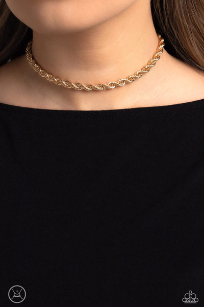 NEVER LOSE ROPE - GOLD ROPE CHAIN CHOKER NECKLACE - PAPARAZZI