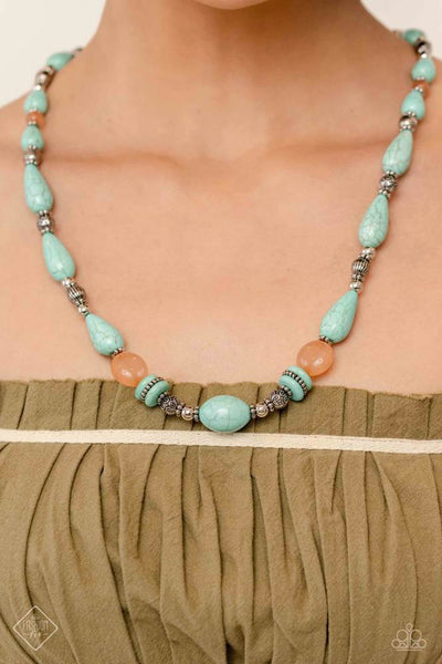 NILE RIVER REDUX - BLUE CORAL AND SILVER BEAD NECKLACE - PAPARAZZI - MAY 2023 FASHION FIX