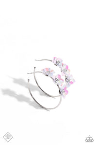 ETHEREAL EMBELLISHMENT - MULTI PINK IRIDESCENT FLOWER SILVER EARRINGS - PAPARAZZI - FASHION FIX SEPTEMBER 2023