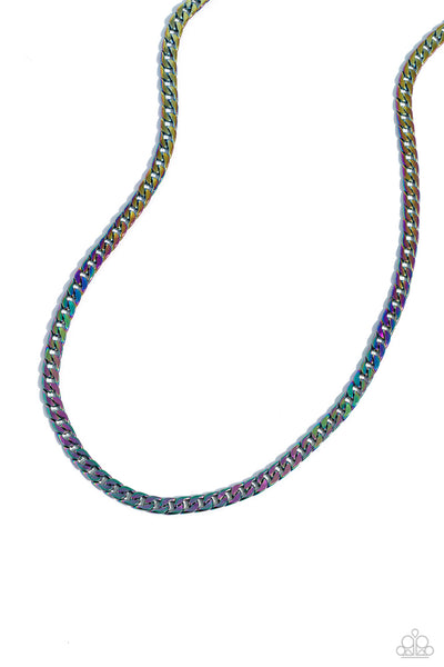 INDUSTRIAL IDENTIFICATION - MULTI OIL SPILL CHAIN SHORT URBAN NECKLACE - 2023 CONVENTION EXCLUSIVE - PAPARAZZI