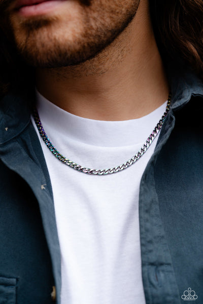INDUSTRIAL IDENTIFICATION - MULTI OIL SPILL CHAIN SHORT URBAN NECKLACE - 2023 CONVENTION EXCLUSIVE - PAPARAZZI