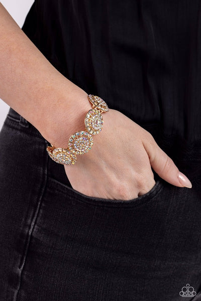 EXECUTIVE ELEGANCE - MULTI IRIDESCENT RHINESTONE STRETCHY BRACELET - PAPARAZZI