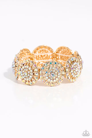 EXECUTIVE ELEGANCE - MULTI IRIDESCENT RHINESTONE STRETCHY BRACELET - PAPARAZZI