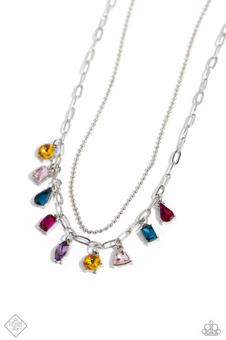 CONCESSION COUTURE - MULTI COLOR GEM SILVER LAYERED SHORT NECKLACE - PAPARAZZI - FASHION FIX JANUARY 2024