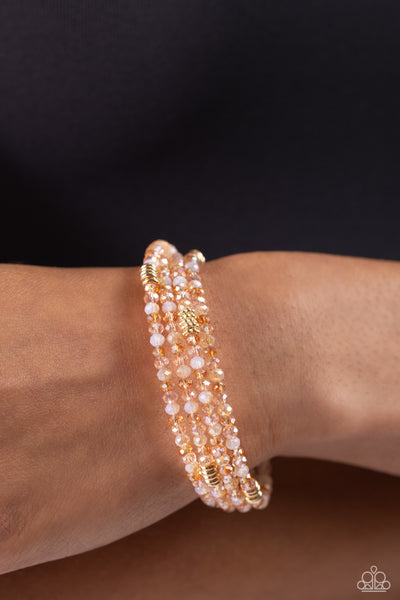 DREAMY DEBUT - GOLD BEAD COIL BRACELET - PAPARAZZI
