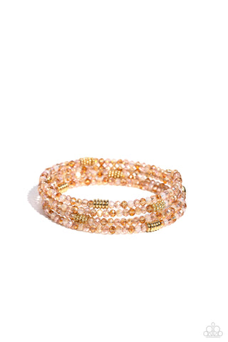 DREAMY DEBUT - GOLD BEAD COIL BRACELET - PAPARAZZI