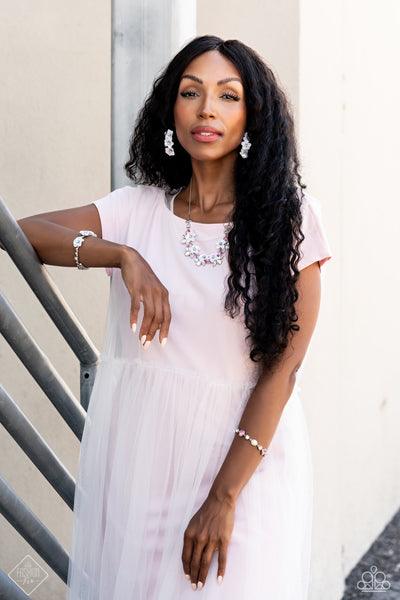ETHEREAL EMBELLISHMENT - MULTI PINK IRIDESCENT FLOWER SILVER EARRINGS - PAPARAZZI - FASHION FIX SEPTEMBER 2023