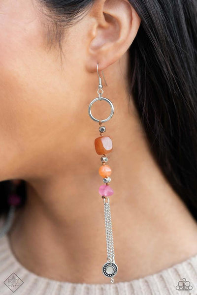 GARDENING GESTURE - ORANGE STONE SILVER EARRINGS - PAPARAZZI - FASHION FIX NOVEMBER 2023