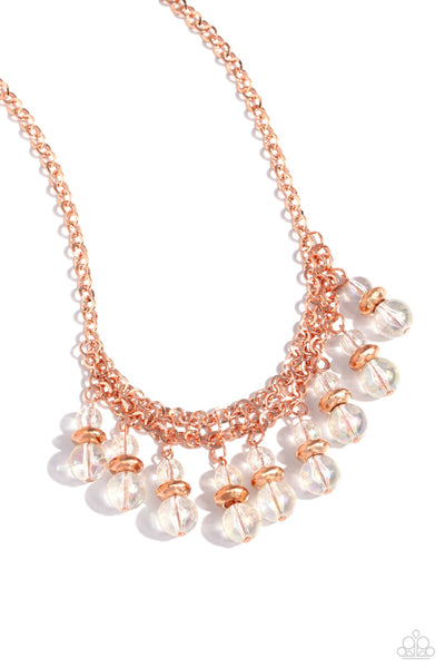 DEEP SPACE DIVA - COPPER GLASSY BEAD SHORT NECKLACE - PAPARAZZI