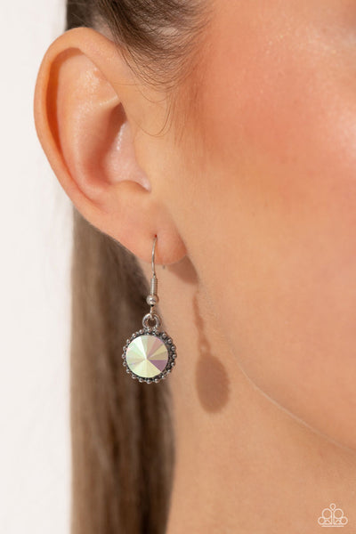 DRIPPING IN DAZZLE - MULTI IRIDESCENT GEM SILVER SHORT NECKLACE - PAPARAZZI - LIFE OF THE PARTY DECEMBER 2023