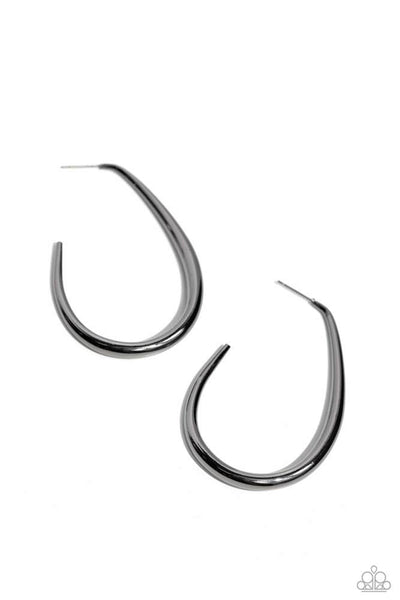 EXCLUSIVE ELEMENT - GUNMETAL SIMPLE HOOP EARRINGS - PAPARAZZI